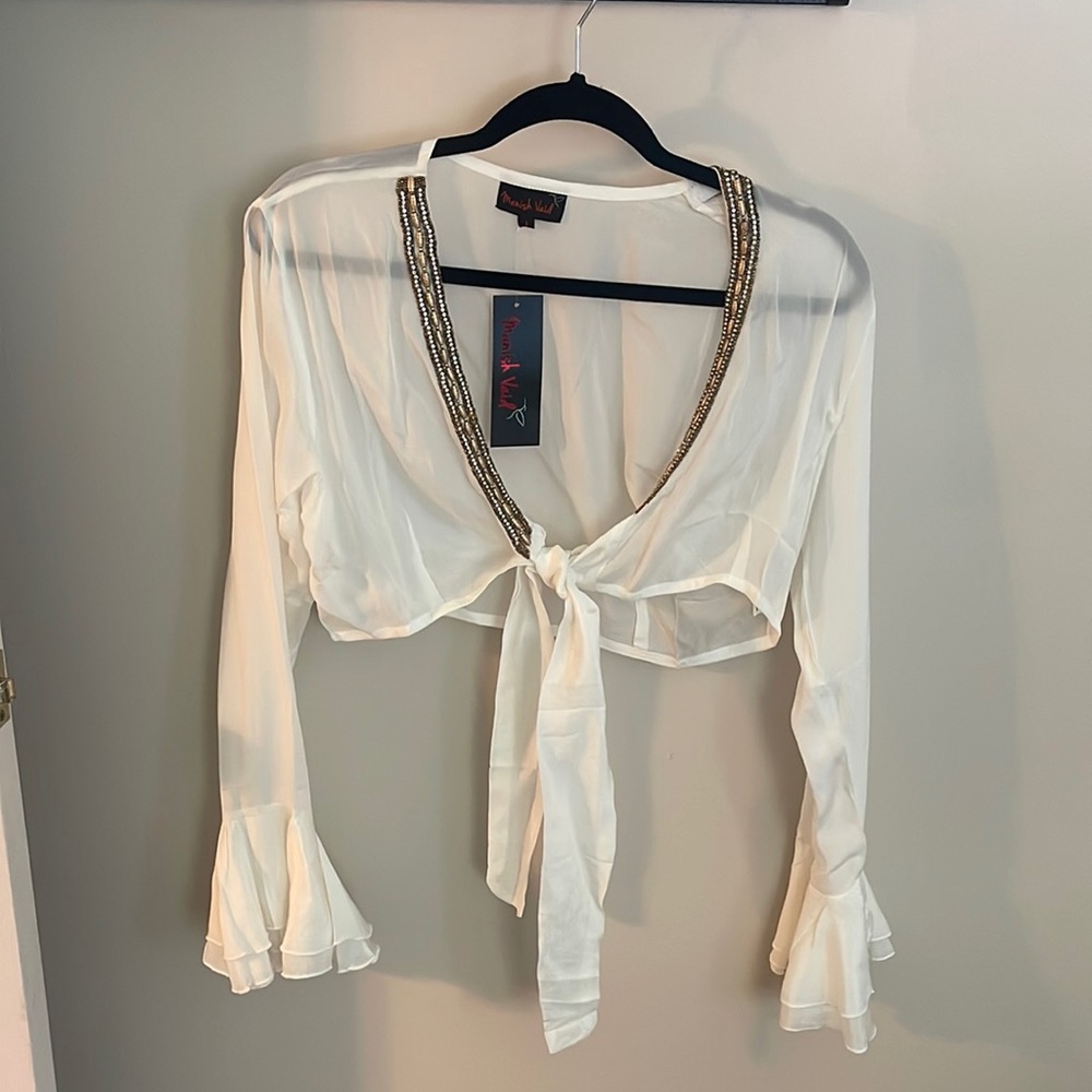 12th Tribe Shear Beaded Crop Top